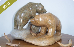 Two Bears Sculpture - Hand Carved - Medium: Brazilian Soapstone