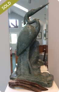 Large Blue Heron - Hand Carved Medium: Brazilian Soapstone