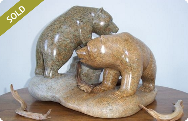 Two Bears - Hand Carved - Medium: Brazilian Soapstone